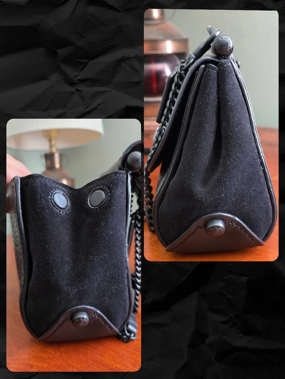 Coach 59048 Drifter Sample Bag Black Pebbled Leather Suede Crossbody